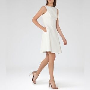 REISS Cara Fit And Flare Dress in White Size 8‎